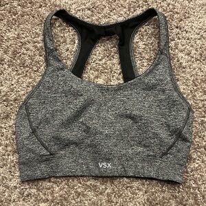 VSX Gray and Black Compression Sports Bra, Size XS